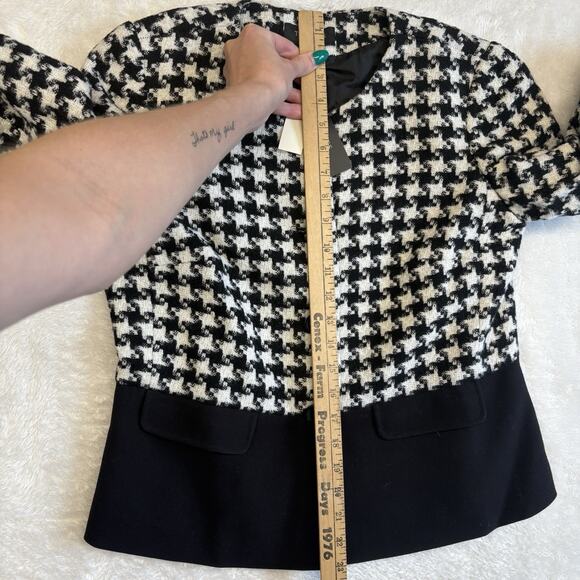 Talbots 8 Petite Black White Houndstooth Button Down Blazer Wool NWT Executive - Picture 9 of 13